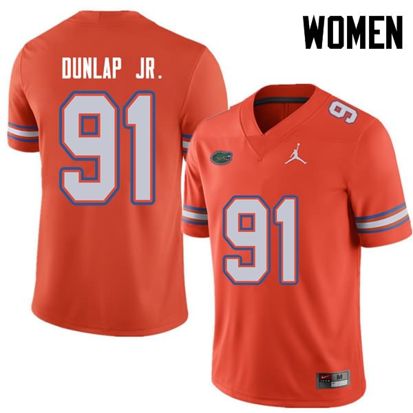 Women's NCAA Florida Gators Marlon Dunlap Jr. #91 Stitched Authentic Jordan Brand Orange College Football Jersey GLB8265PS